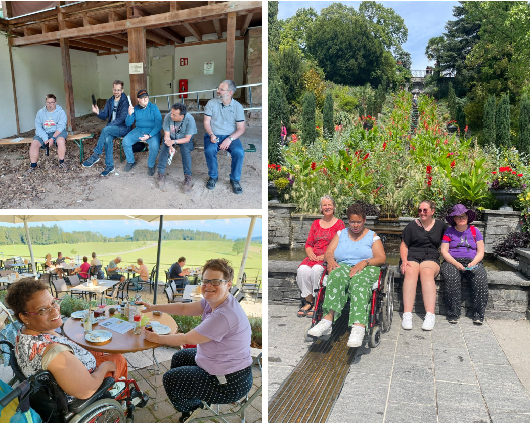 fünf sizende Handwerker 